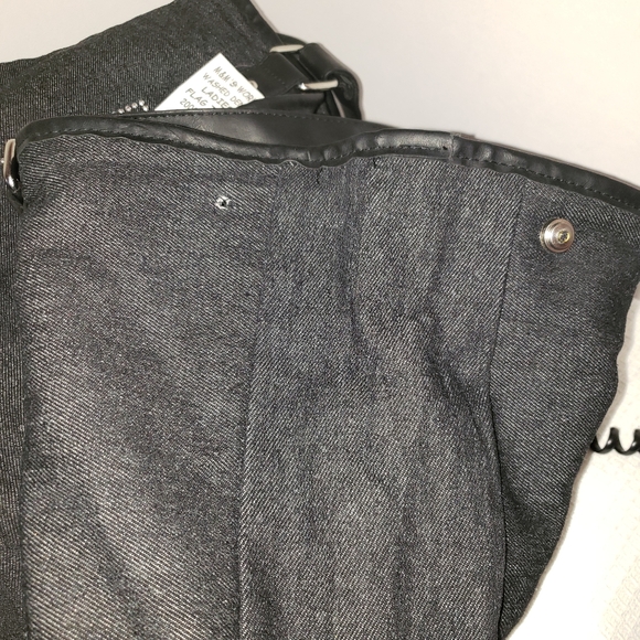 M&M NWT 2016 Black Denim Tote Bag with M&M in Shiney Studs Faux Leather Handle - Picture 5 of 9